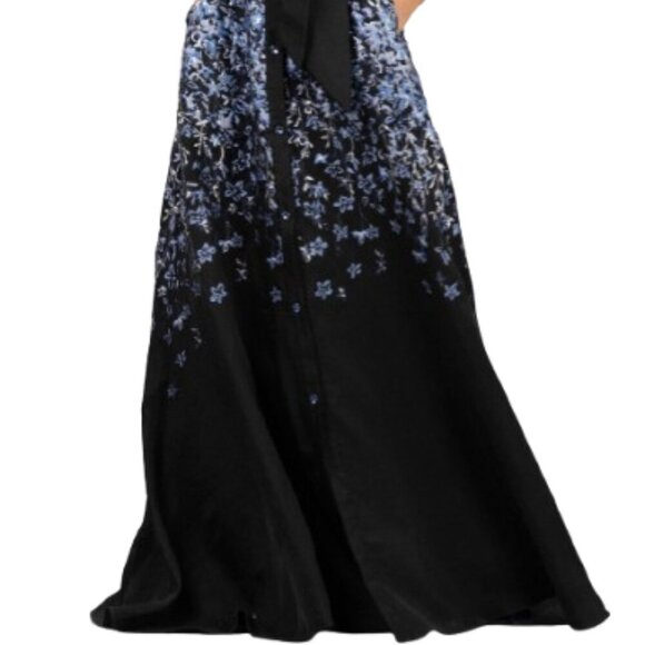 NWT Terani Couture 252M5503 Jacquard Formal Gown Black Blue Size 20 - Picture 2 of 6